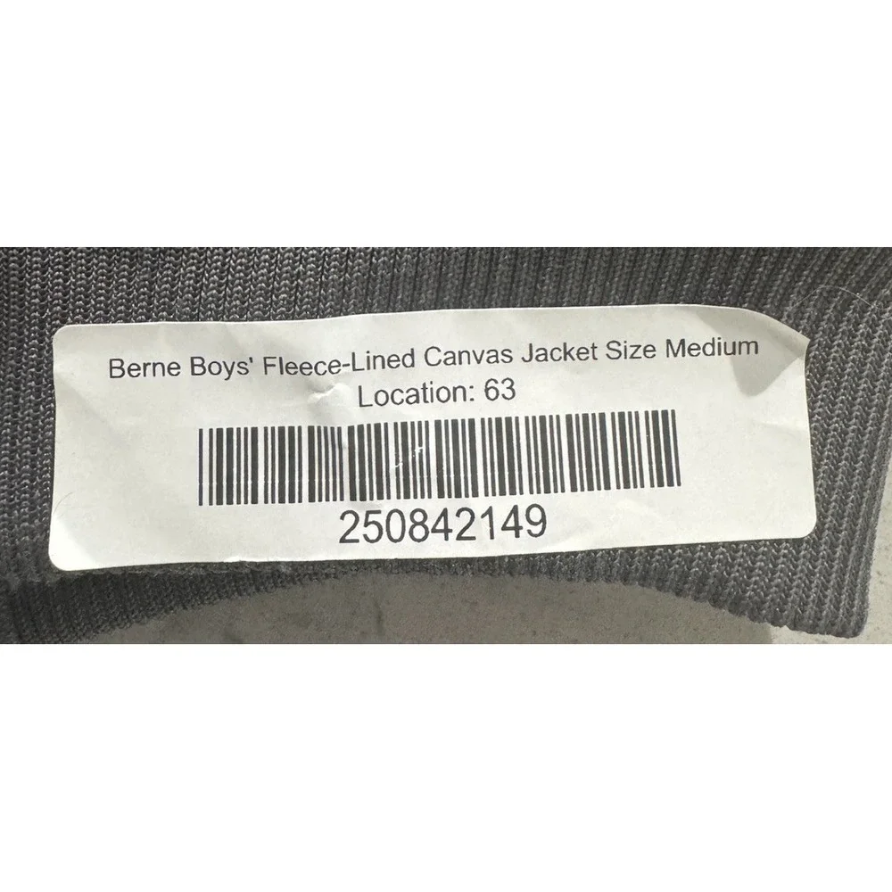 Berne Fleece Lined Canvas Jacket Youth Medium 10-12 Gray Hooded Full Zip Outdoor